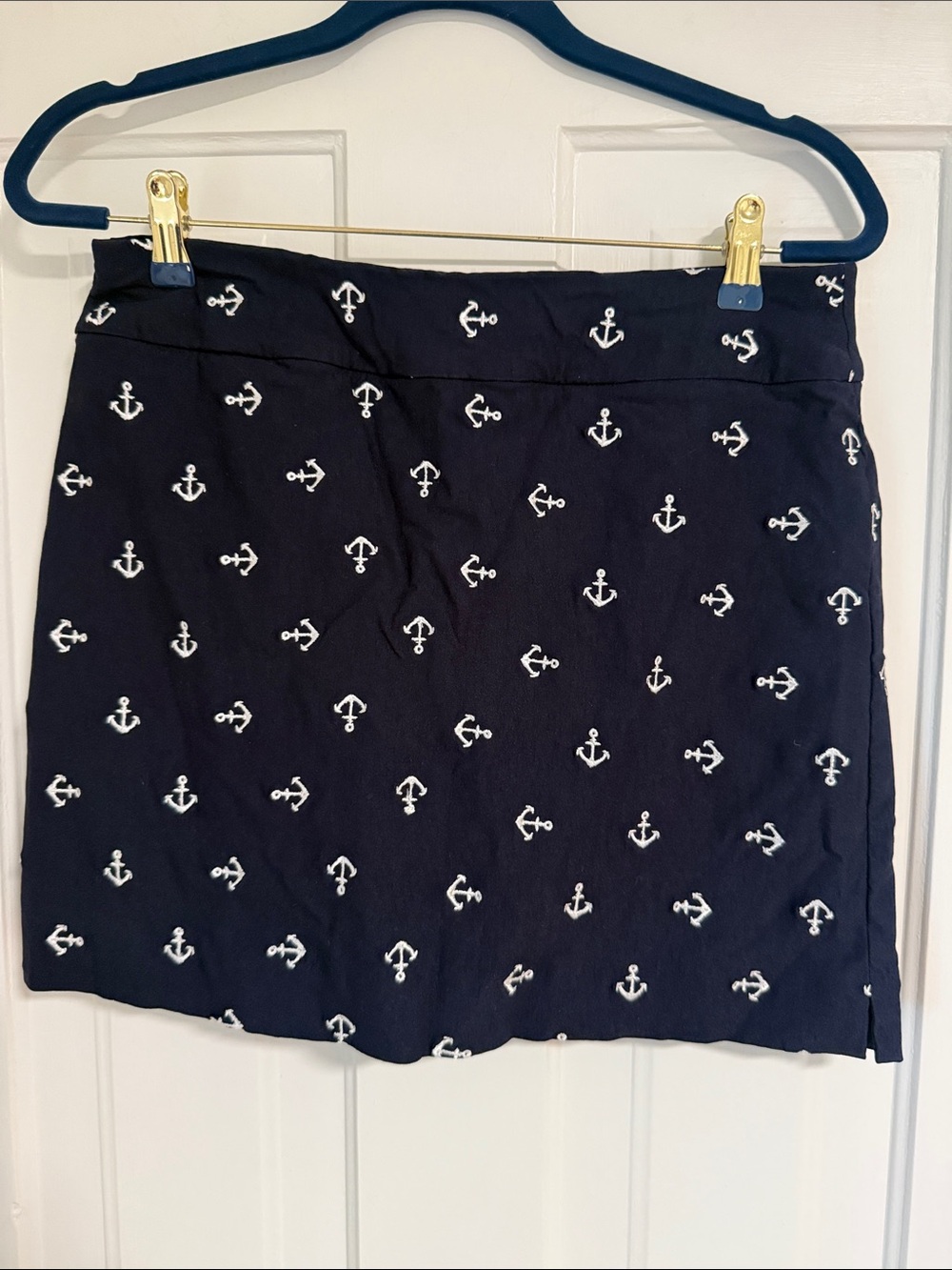 Navy Anchor Print Mini Skirt